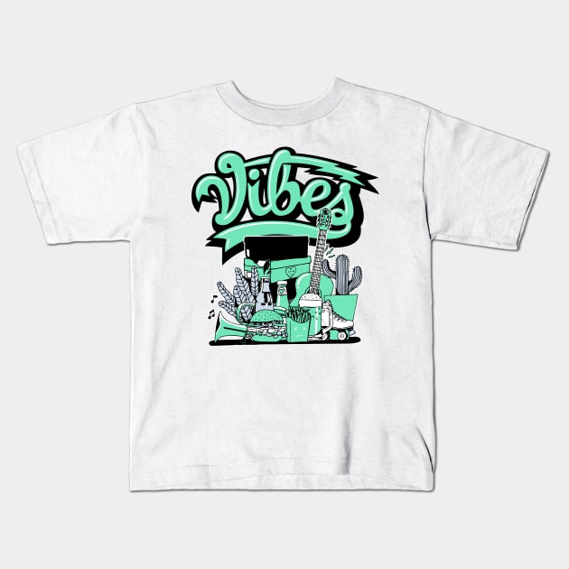 Vibes Mint Foam Shirt Kids T-Shirt by funandgames